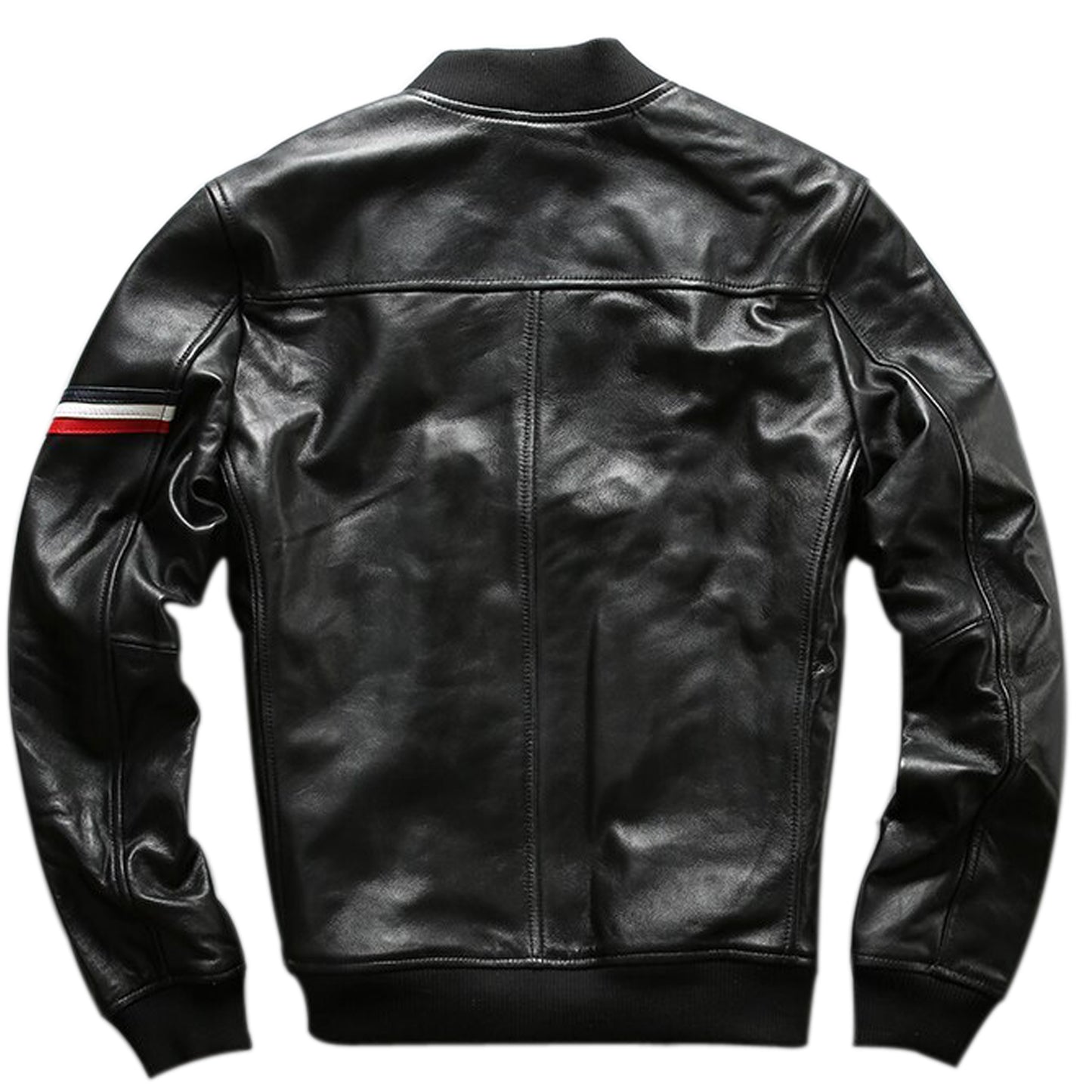 Men's Slim fit leather bomber jacket : The Lining bomber