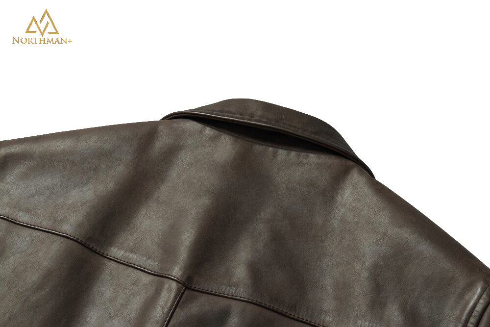 Lightning leather jacket in Olive by Northman+
