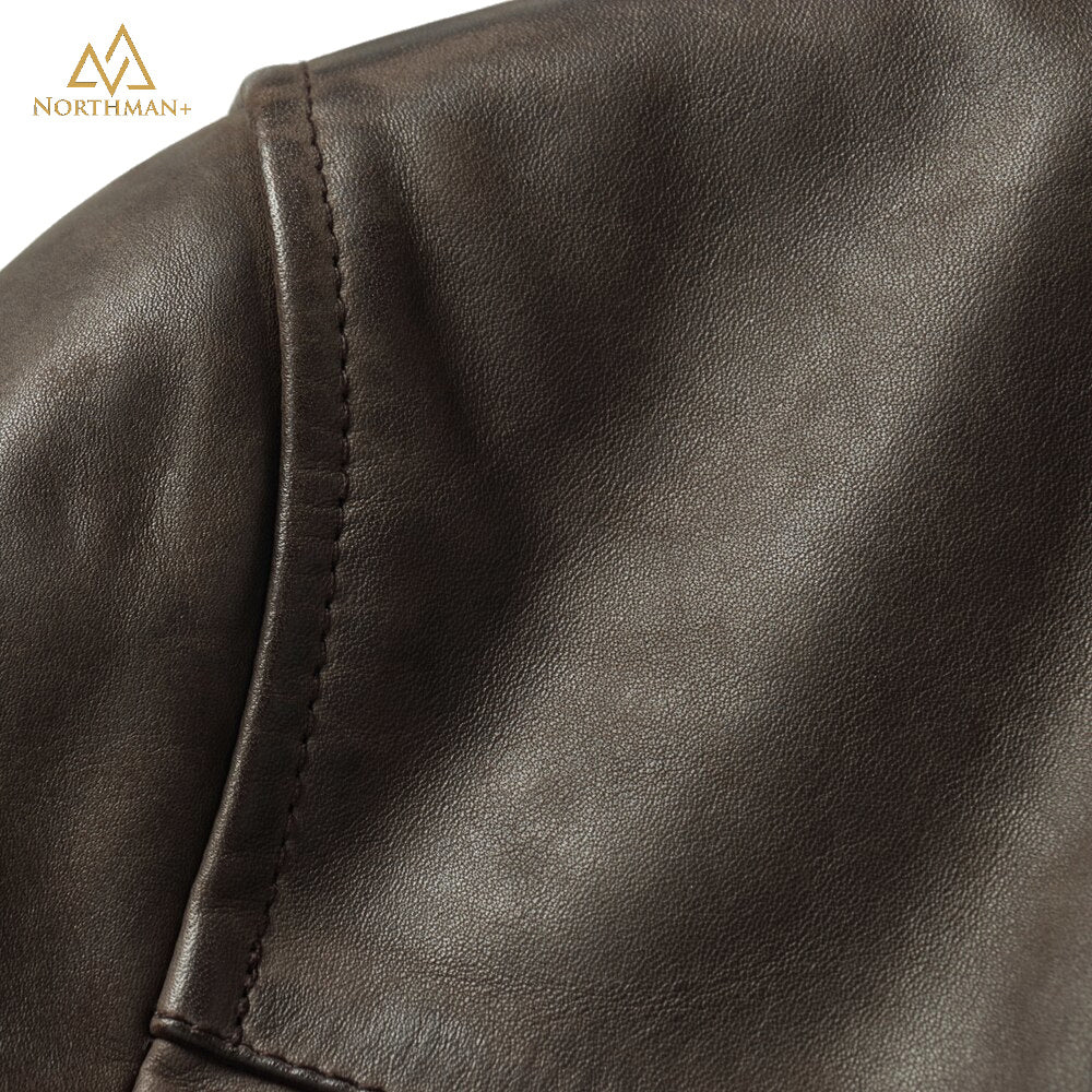 Lightning leather jacket in Olive by Northman+