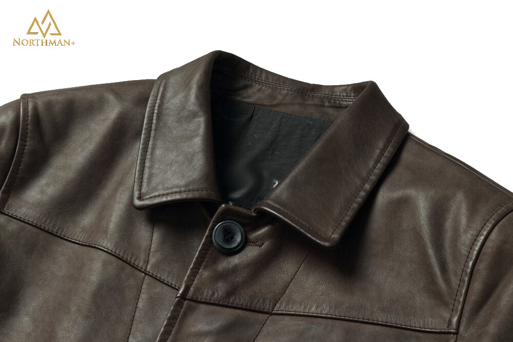 Lightning leather jacket in Olive by Northman+