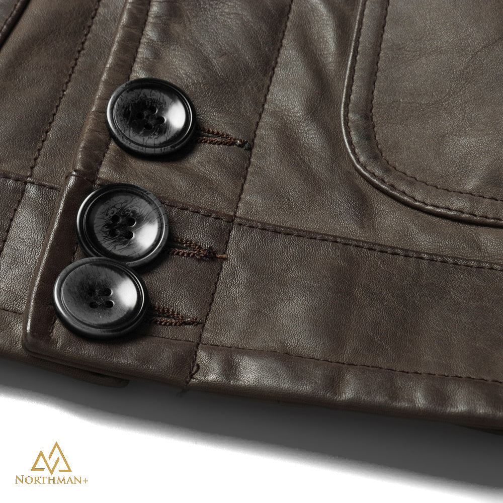 Lightning leather jacket in Olive by Northman+