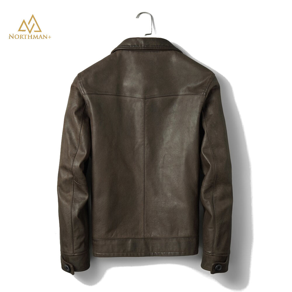 Lightning leather jacket in Olive by Northman+