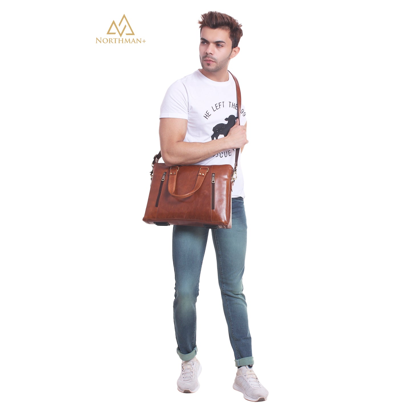 Zipped Pocket Messenger bag Tan Brown