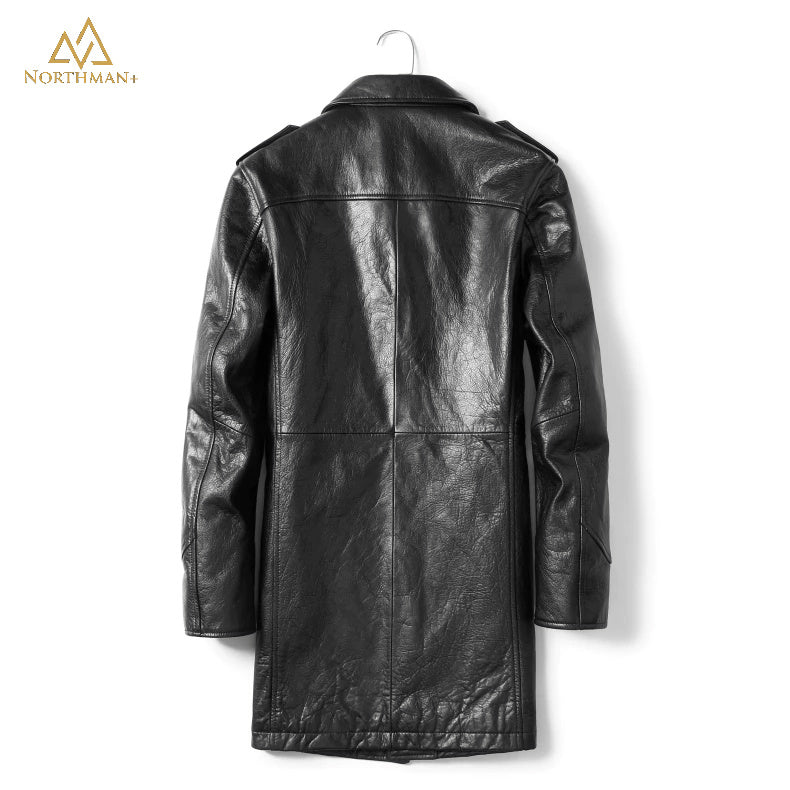 Sherlock Over Coat Lederjacke in Schwarz