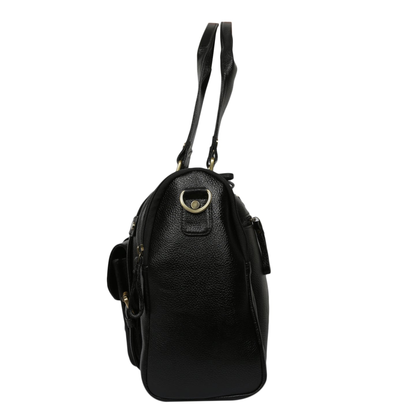 Leather Duffle Bag : Weekender In Jet black