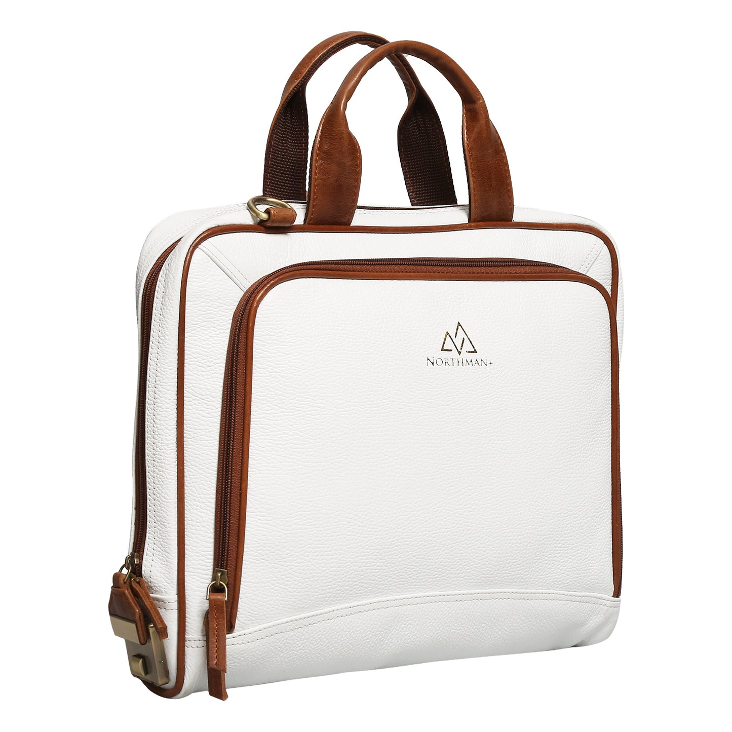 Leather Laptop Messenger Bag : The CEO Bag in White