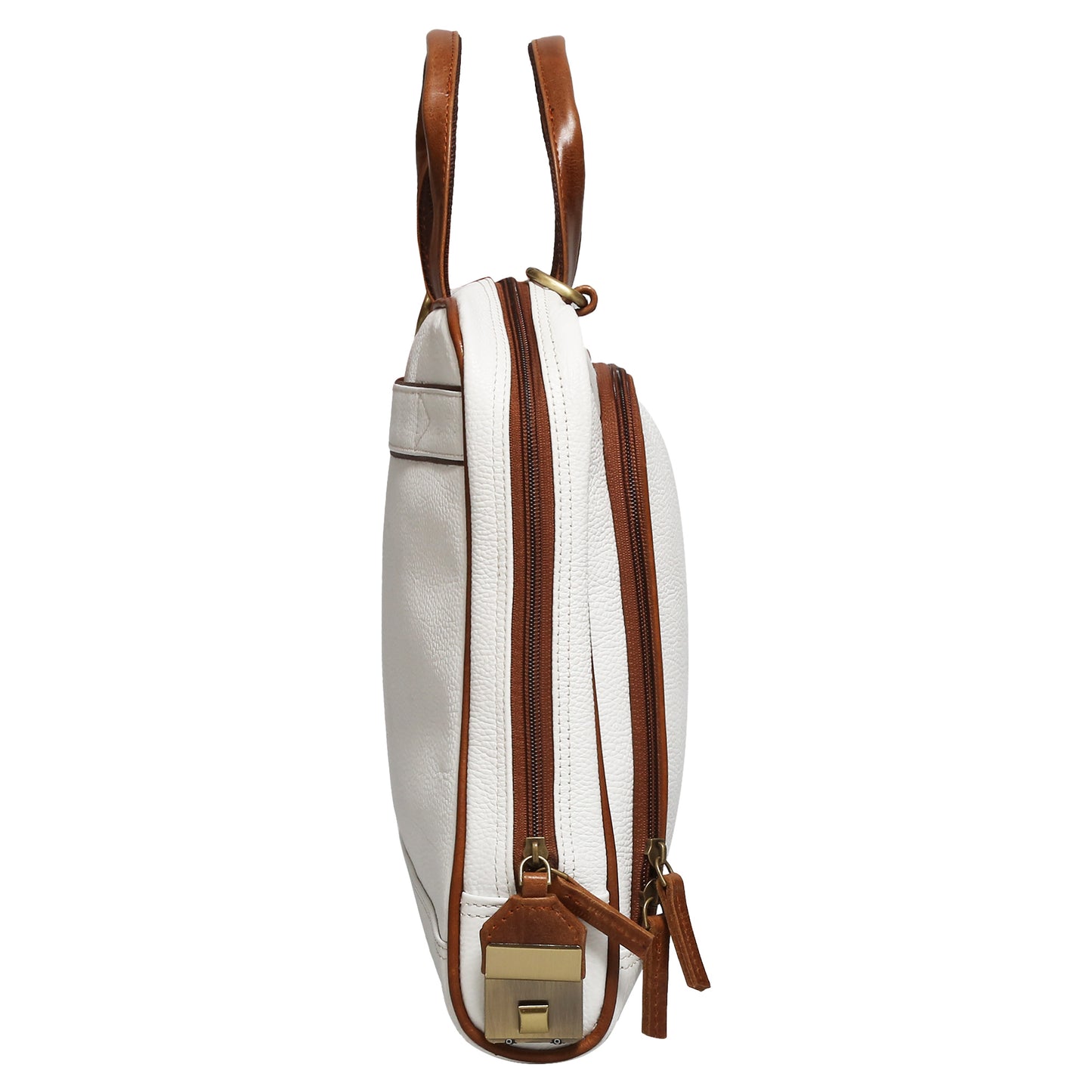 Leather Laptop Messenger Bag : The CEO Bag in White