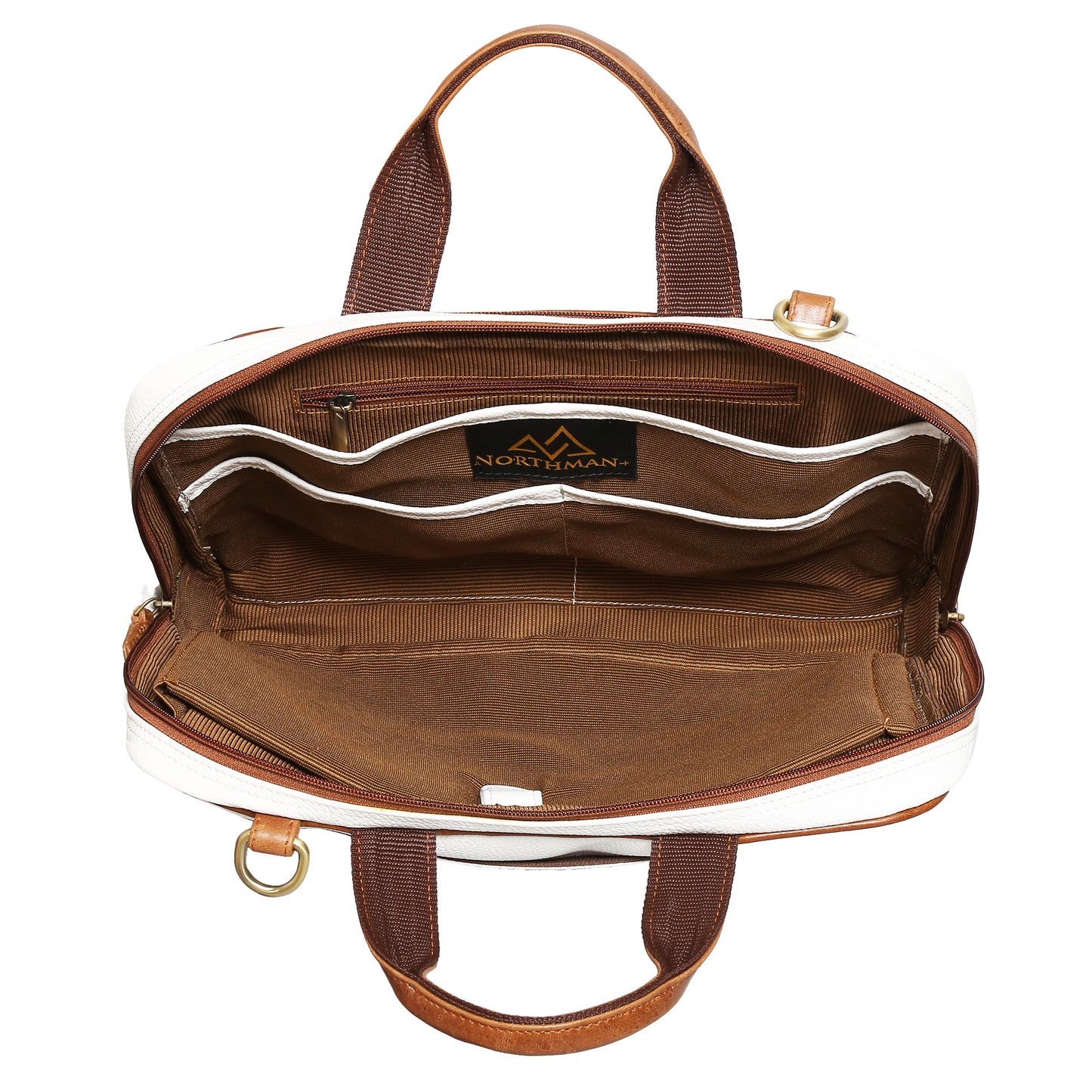 Leather Laptop Messenger Bag : The CEO Bag in White