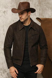 1930 Lapel Slim-fit vintage biker styled leather jacket for men