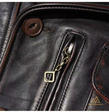 Washed Old Tea Core calfskin Leather 1940s Classic American Retro Lapel Men's Genuine Leather Jacket