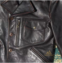 Washed Old Tea Core calfskin Leather 1940s Classic American Retro Lapel Men's Genuine Leather Jacket