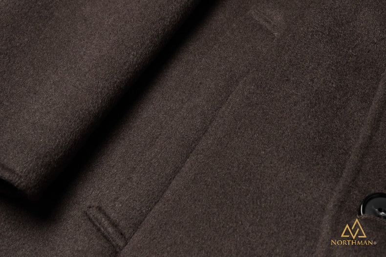 Trench-coat britannique en laine marron pour homme