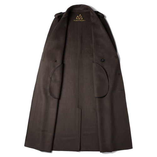 Trench-coat britannique en laine marron pour homme