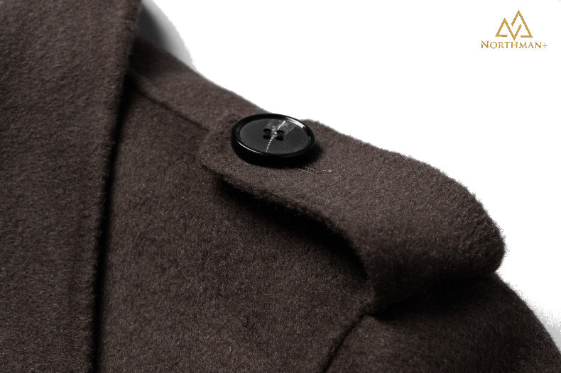 Trench-coat britannique en laine marron pour homme