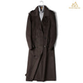 Trench-coat britannique en laine marron pour homme