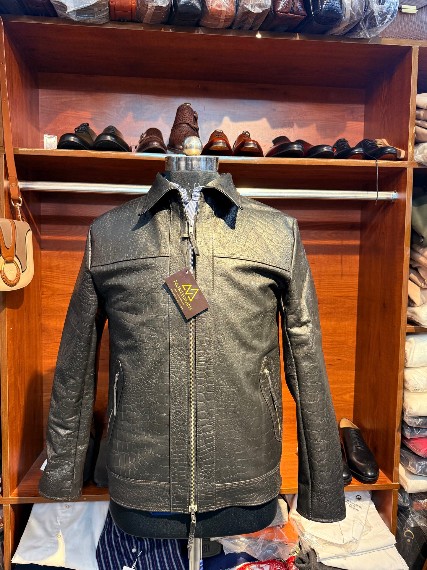 HERREN MASSGESCHNEIDERTE TF INSPIRED CROC EMBOSSED BUFFALO LEDERJACKE