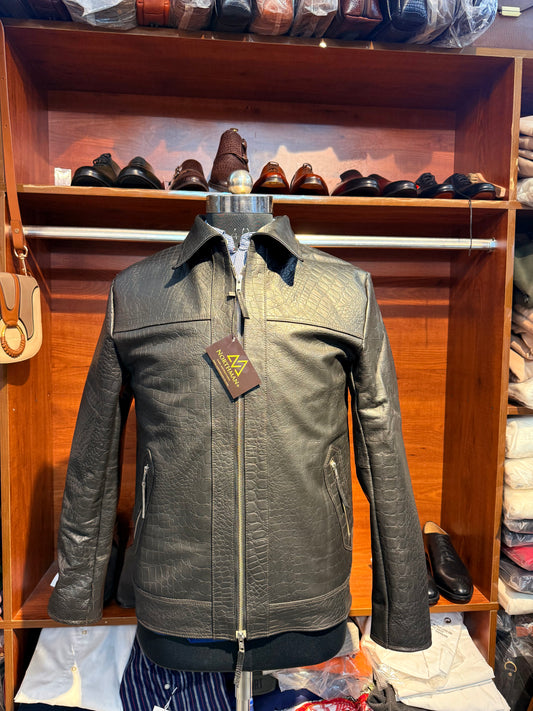 MEN CUSTOM MADE TF INSPIRED CROC EMBOSSED BUFFALO LEATHER JACKET