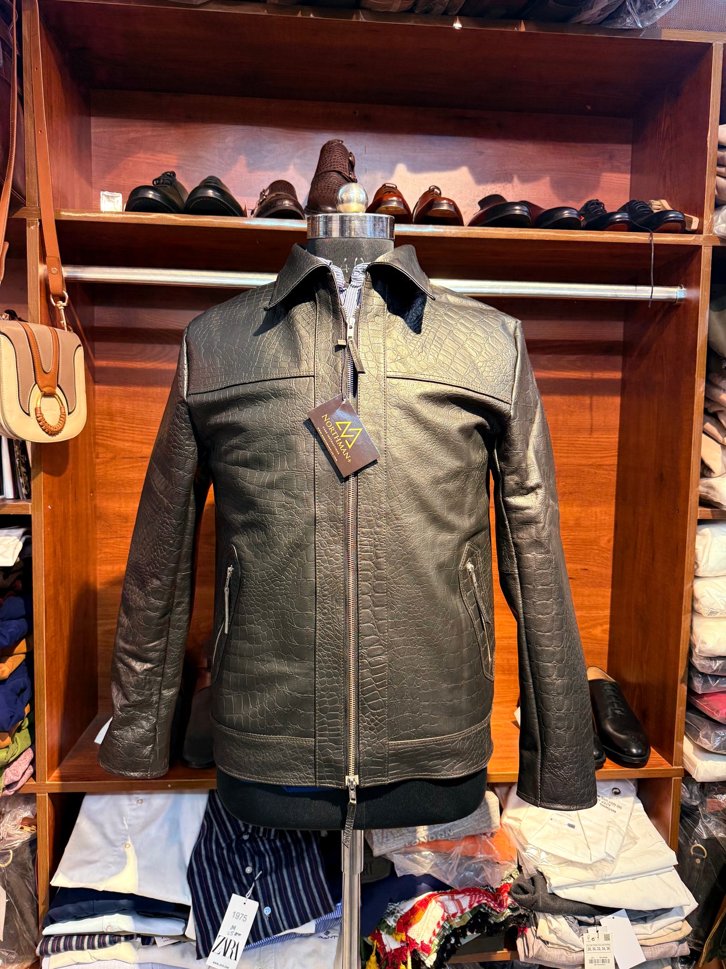 HERREN MASSGESCHNEIDERTE TF INSPIRED CROC EMBOSSED BUFFALO LEDERJACKE
