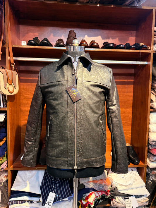 MEN CUSTOM MADE TF INSPIRED CROC EMBOSSED BUFFALO LEATHER JACKET