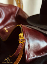 CLASSIC J100 INSPIRED Italian Burgundy Oil Waxed calfskin Leather Japanese Vintage Standing Collar Biker Jacket