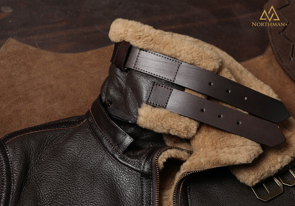 Blouson aviateur classique en cuir de mouton shearling B-3 par Northman+