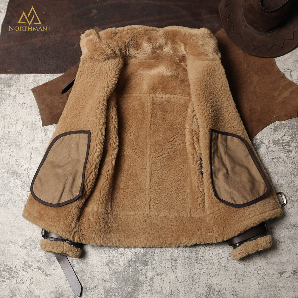 Blouson aviateur classique en cuir de mouton shearling B-3 par Northman+