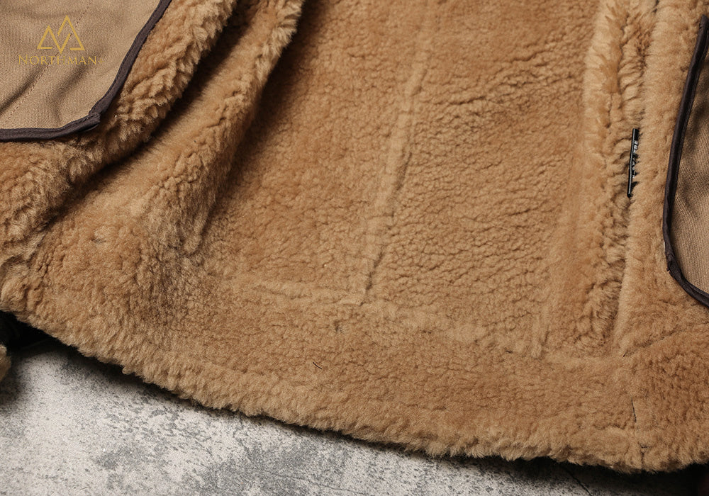 Blouson aviateur classique en cuir de mouton shearling B-3 par Northman+
