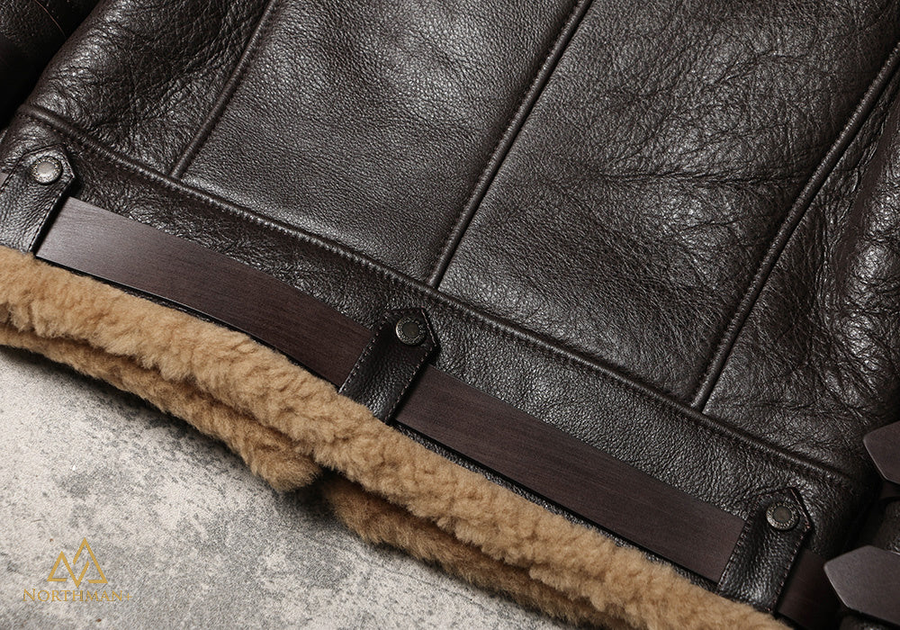 Blouson aviateur classique en cuir de mouton shearling B-3 par Northman+
