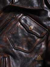 Washed Old Tea Core calfskin Leather 1940s Classic American Retro Lapel Men's Genuine Leather Jacket