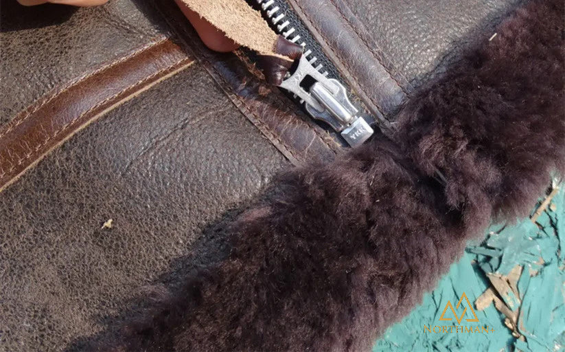 Blouson aviateur en cuir d'agneau Shearling B-6 classique par Northman+