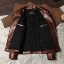 NorthmanPlus Vintage Men's Lapel Collar Heavy-duty Wax Dyed CalfSkin Motorcycle Leather Jacket