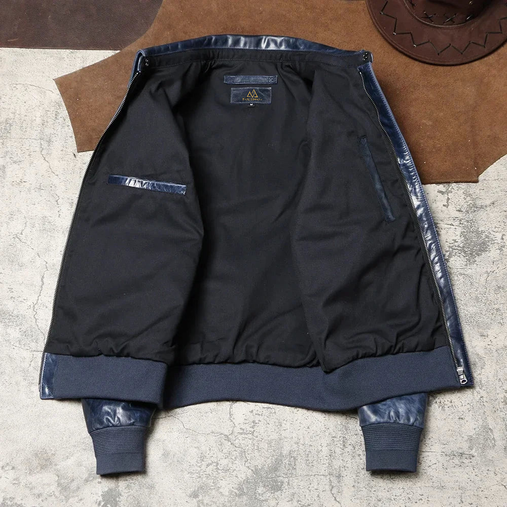 TYPE A2 The Great Escape Veste en cuir A2 Blouson en cuir souple en veau batik Revers vintage