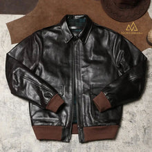 Escape American A2 Genuine Leather Jacket with A Lapel Collar, Short Leather Jacket, Hard Vegetable Tanned Cowhide Flight Suit