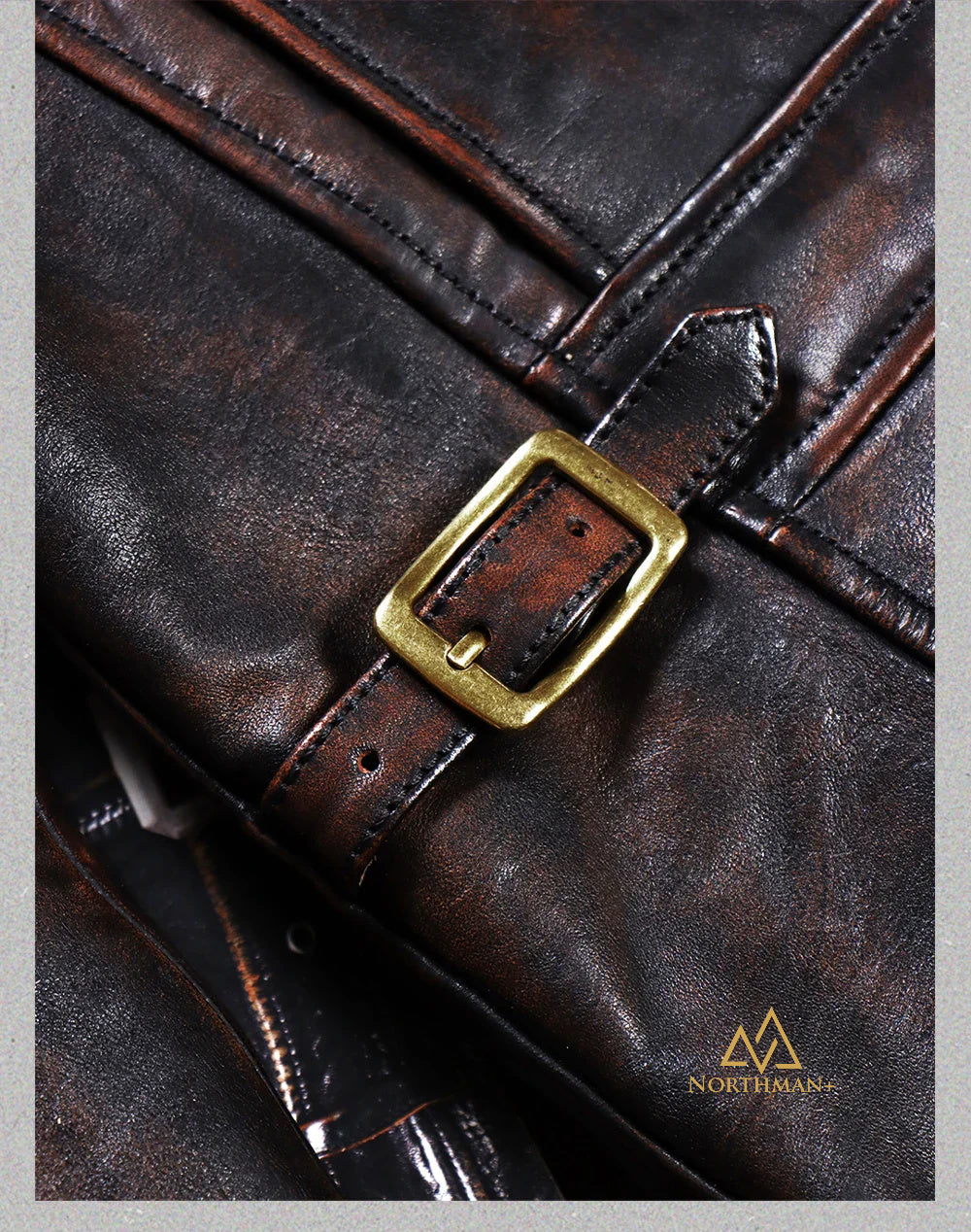 Veste en cuir véritable pour hommes en cuir de veau rétro américain classique des années 1940, à revers, en cuir de veau vieilli lavé "Tea Core"