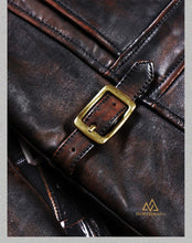 Washed Old Tea Core calfskin Leather 1940s Classic American Retro Lapel Men's Genuine Leather Jacket