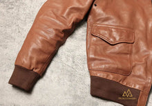 American Vintage Washed Aged Goatskin Jacket Men's A2 Bomber Jacket Lapel Flight Suit Genuine Leather Jacket