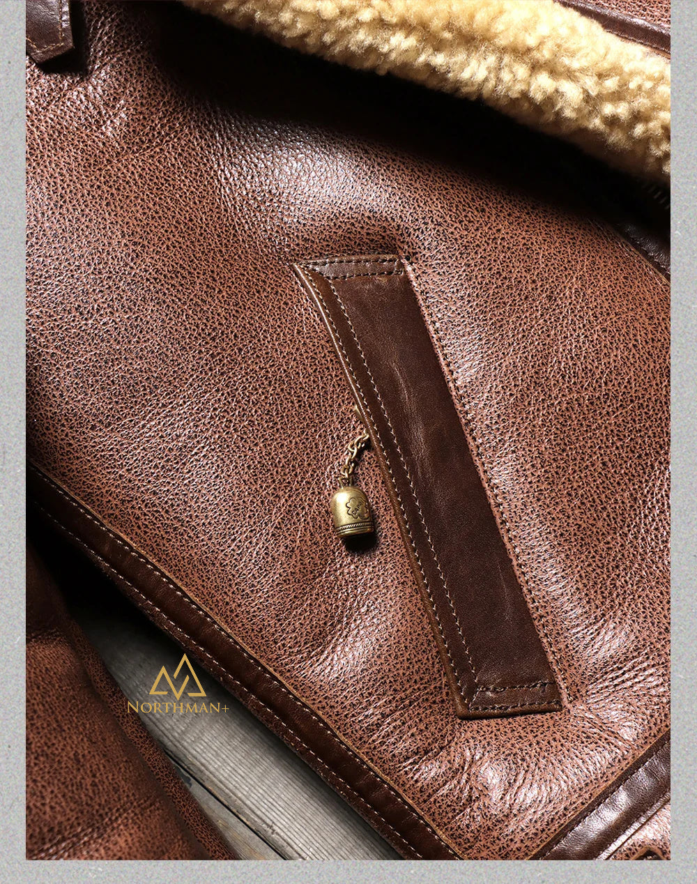 Blouson aviateur classique en cuir de mouton B-3 marron de Northman+