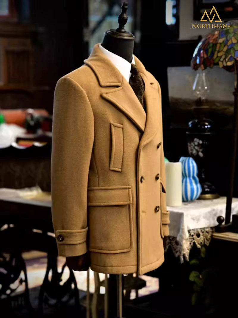 Caban en laine pour homme beige clair