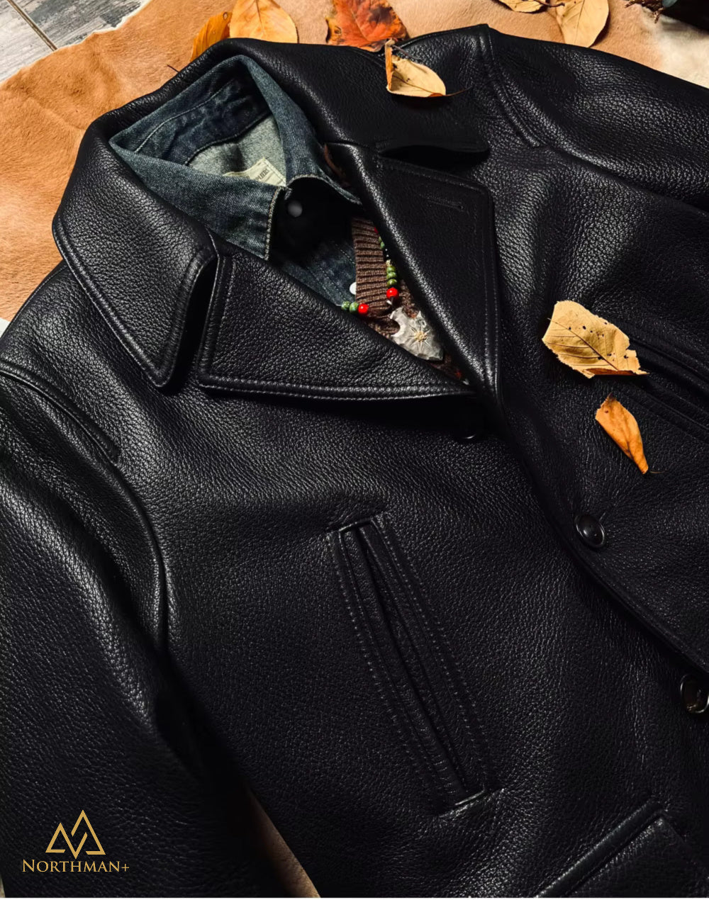 Blouson en cuir épais vintage