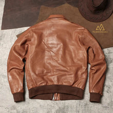 American Vintage Washed Aged Goatskin Jacket Men's A2 Bomber Jacket Lapel Flight Suit Genuine Leather Jacket