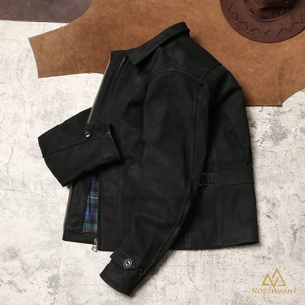 BLOUSON DEPP EN NUBUCK NOIR par NorthmanPlus