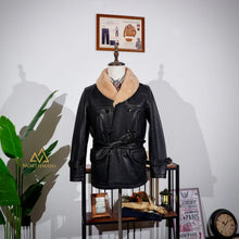 NorthmanPlus Water Dyed Calfhide Classic Rancher Men's Removable Belt Trench Coat 740 Double Breasted Real Wool Collar Coat