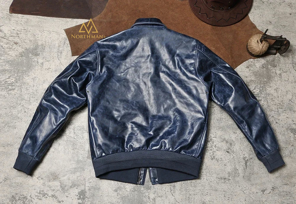 TYPE A2 The Great Escape Veste en cuir A2 Blouson en cuir souple en veau batik Revers vintage