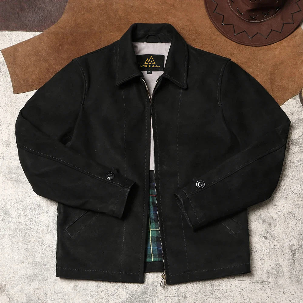 BLOUSON DEPP EN NUBUCK NOIR par NorthmanPlus