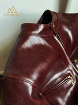 CLASSIC J100 INSPIRED Italian Burgundy Oil Waxed calfskin Leather Japanese Vintage Standing Collar Biker Jacket