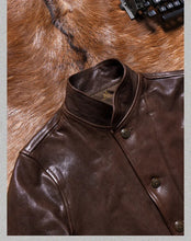 NorthmanPlus Washed Vegetable Tanned Goatskin Men's Highland Barley Collar Vintage Genuine Leather Jacket