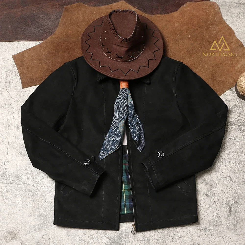 BLOUSON DEPP EN NUBUCK NOIR par NorthmanPlus
