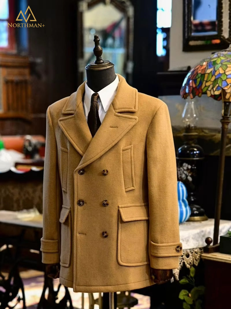 Caban en laine pour homme beige clair