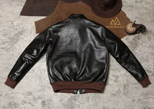 Escape American A2 Genuine Leather Jacket with A Lapel Collar, Short Leather Jacket, Hard Vegetable Tanned Cowhide Flight Suit