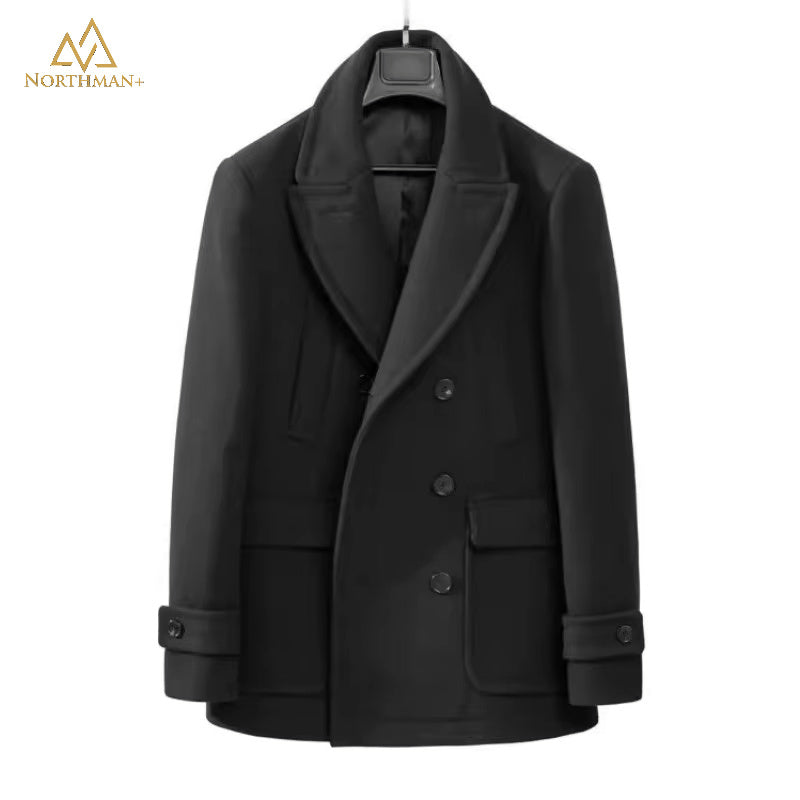 Caban en laine noir pour homme